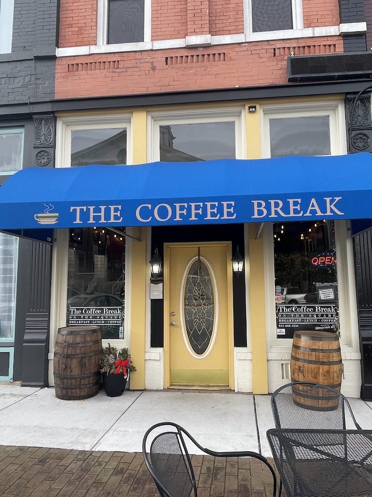 Adorable coffee shop on the square of shelbyvlle, tn
